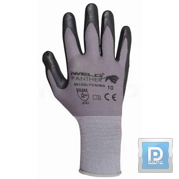 Panther lycra nylon nitril tenyérmártott kesztyű 9