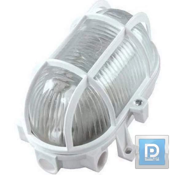 Műanyag rácsos ovális hajólámpa fehér E27 60W,IP44